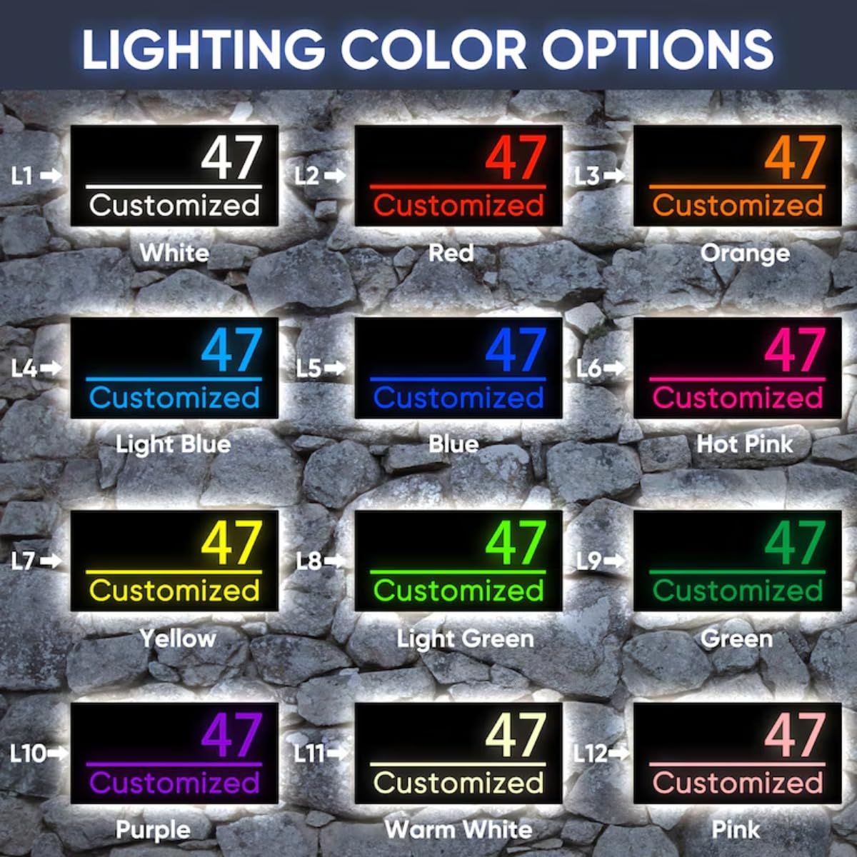 Targa con numero civico illuminato personalizzato, targa con numero civico a LED, moderna retroilluminata, decorazione per la casa all'aperto (argento, altezza 12,5 cm)