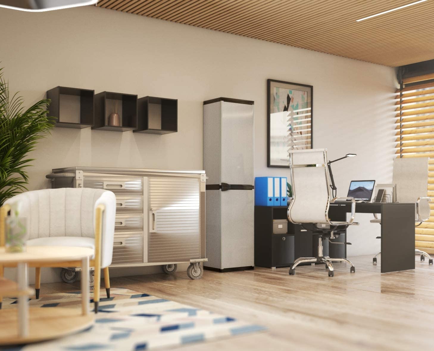 Mongardi: Schrank aus Harz aus PVC und PP, 1 Tür, 3 Einlegeböden, einfach zu montieren, modulares System, robust, geeignet für Innen- und Außenbereiche, 34 x 40 x 165 cm, Grau und Schwarz