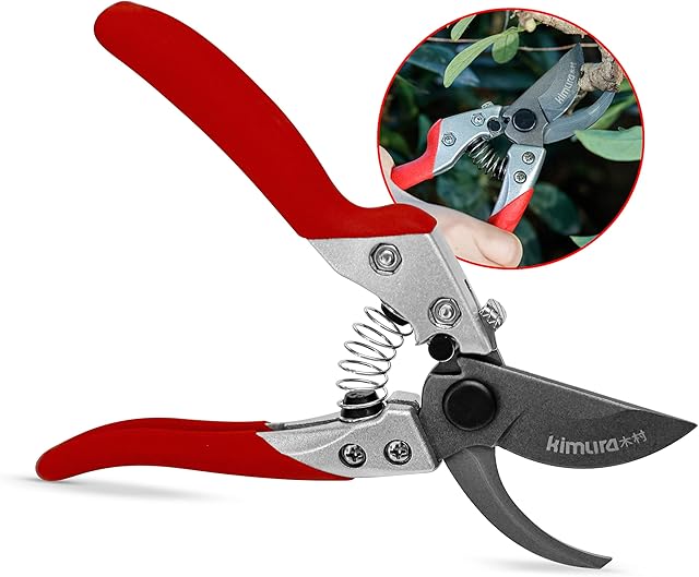Kimura 8 Pro Garden Secateurs, Razor Sharp Japanese SK5 Steel Blade, Non-Slip PVC Coated Handles, Lightweight & Ergonomically Shaped, Bypass Pruning Shears