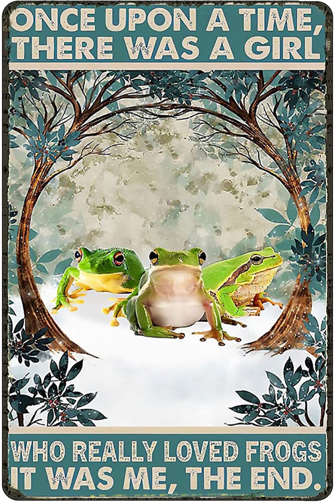 DAIERCY A Girl Who Really Loves Frogs Vintage Tin Sign Funny Frog Poster Lovers Gift Idea Wall Art Girl's Bedroom Decor Aluminum Metal For Kids Daughter Birthday 5.5x8 Inch