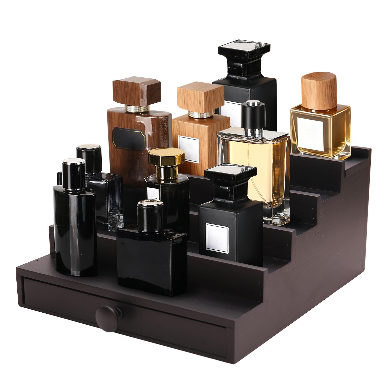 Photo 1 of Fengligoo 5 Tier Men's Cologne Organizer - Black Wood Display Stand