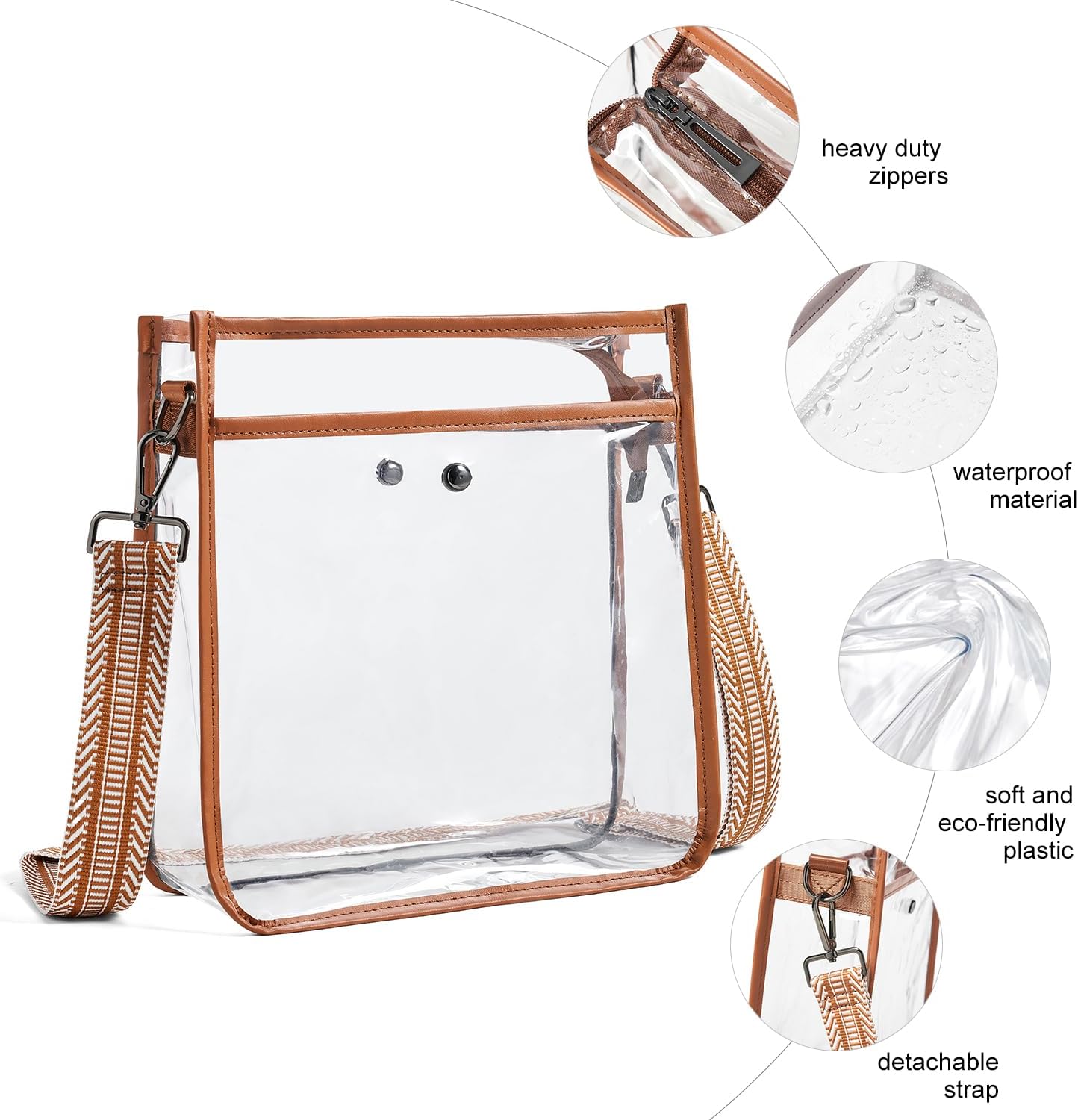 Bluome Clear Bag for Stadium Events 12 x6 x12, Clear Crossbody Purses for Women Concerts Stadium Approved Work Beach - Image 7