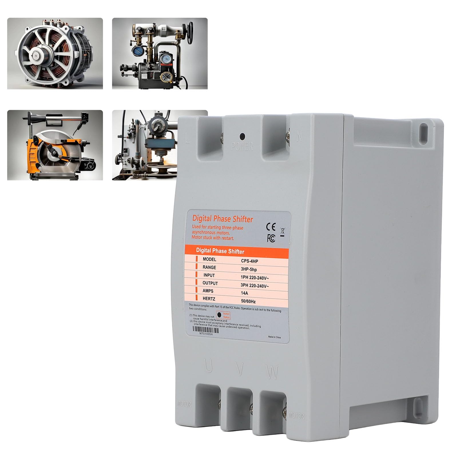 Convertidor de Fase Monofásica 14a 50 60Hz Cambiadora de Fase Digital para Herramientas Eléctricas Motores Equipo Mecánico