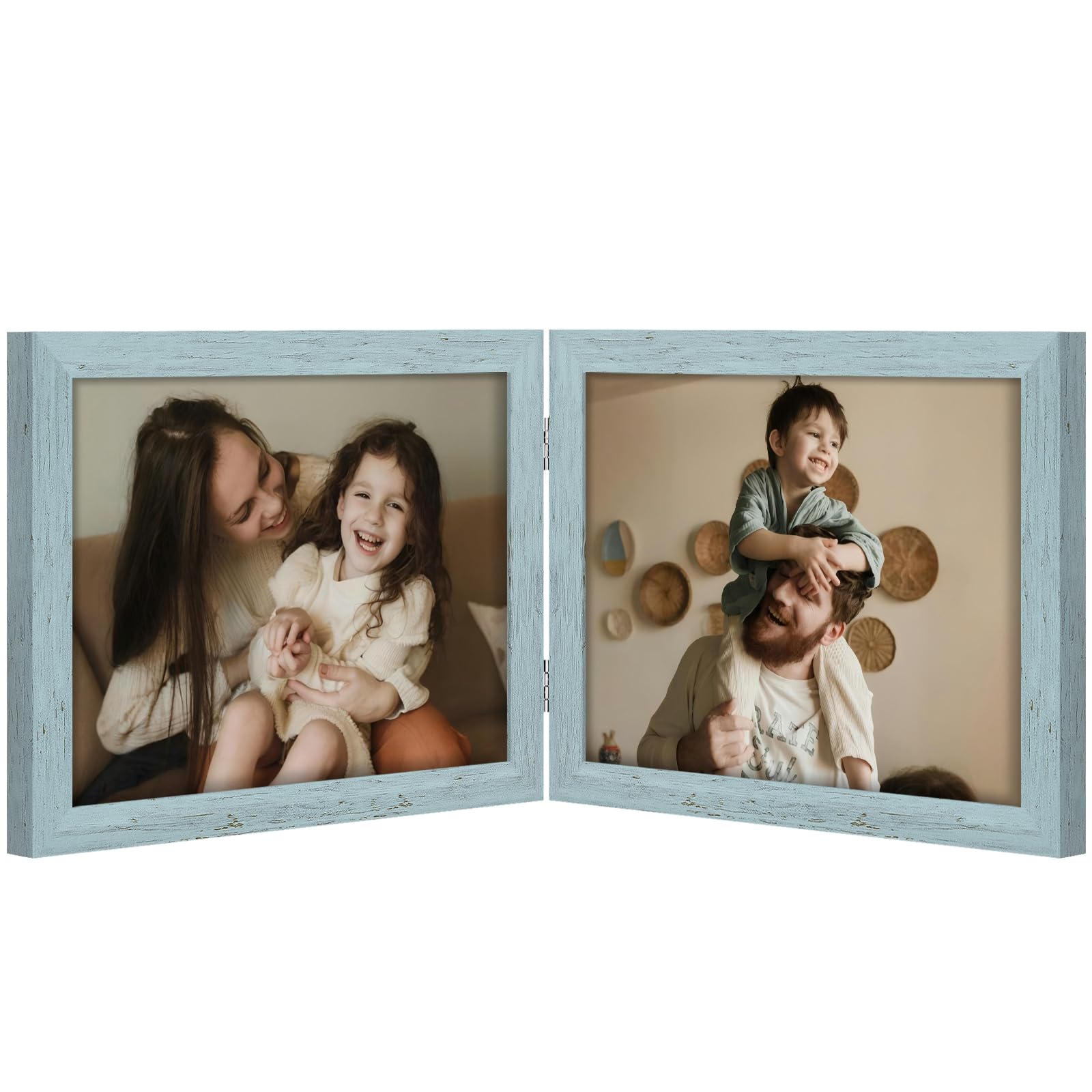 decorUhome Double 10x8 Picture Frame Horizontal, Rustic Blue