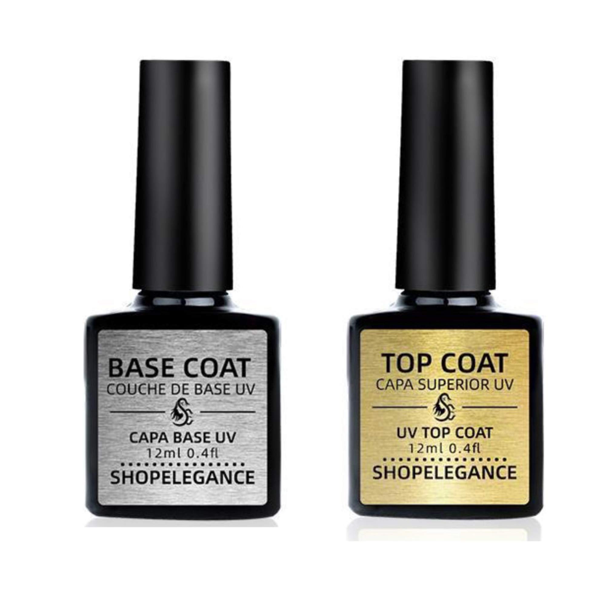Shop EleganceGel Base and Top Coat. Top + Base Coat Gel Polish Set 2 x 12ml 0.4fl. Gel Nail Polish Soak off UV LED Drying Long Lasting Shiny, High Gloss Finish Clear