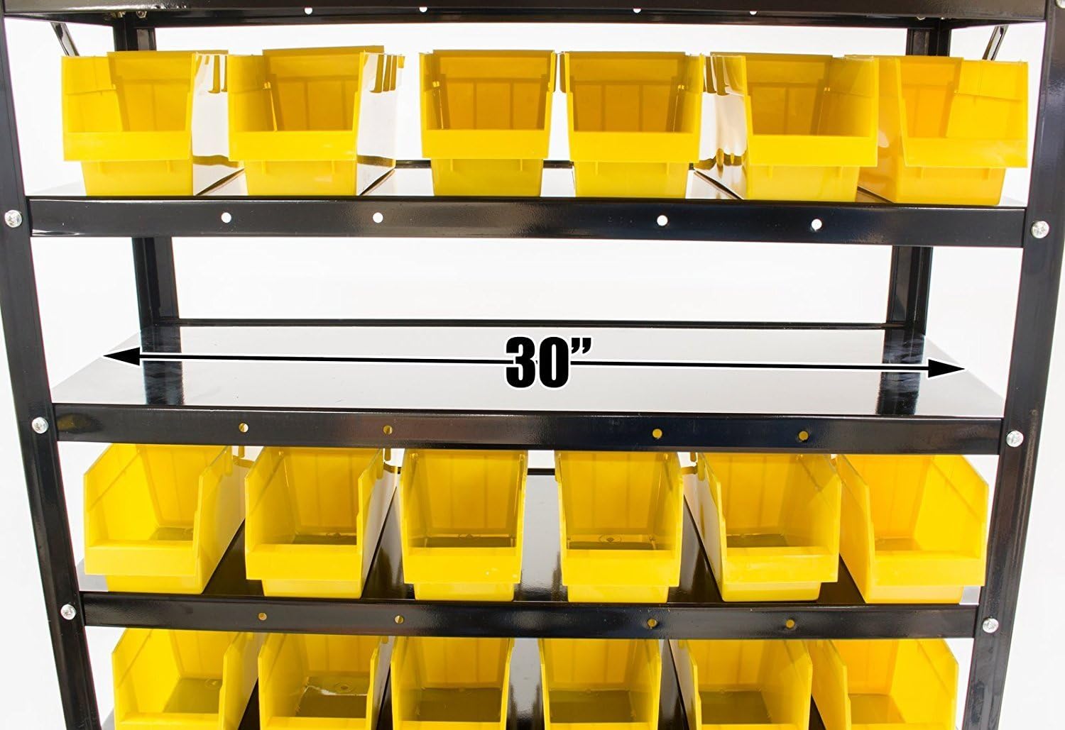 Erie Tools TLPB60 60 Parts Bin Shelving Organize with Plastic Bins for Garage, Shop, and Home Storage