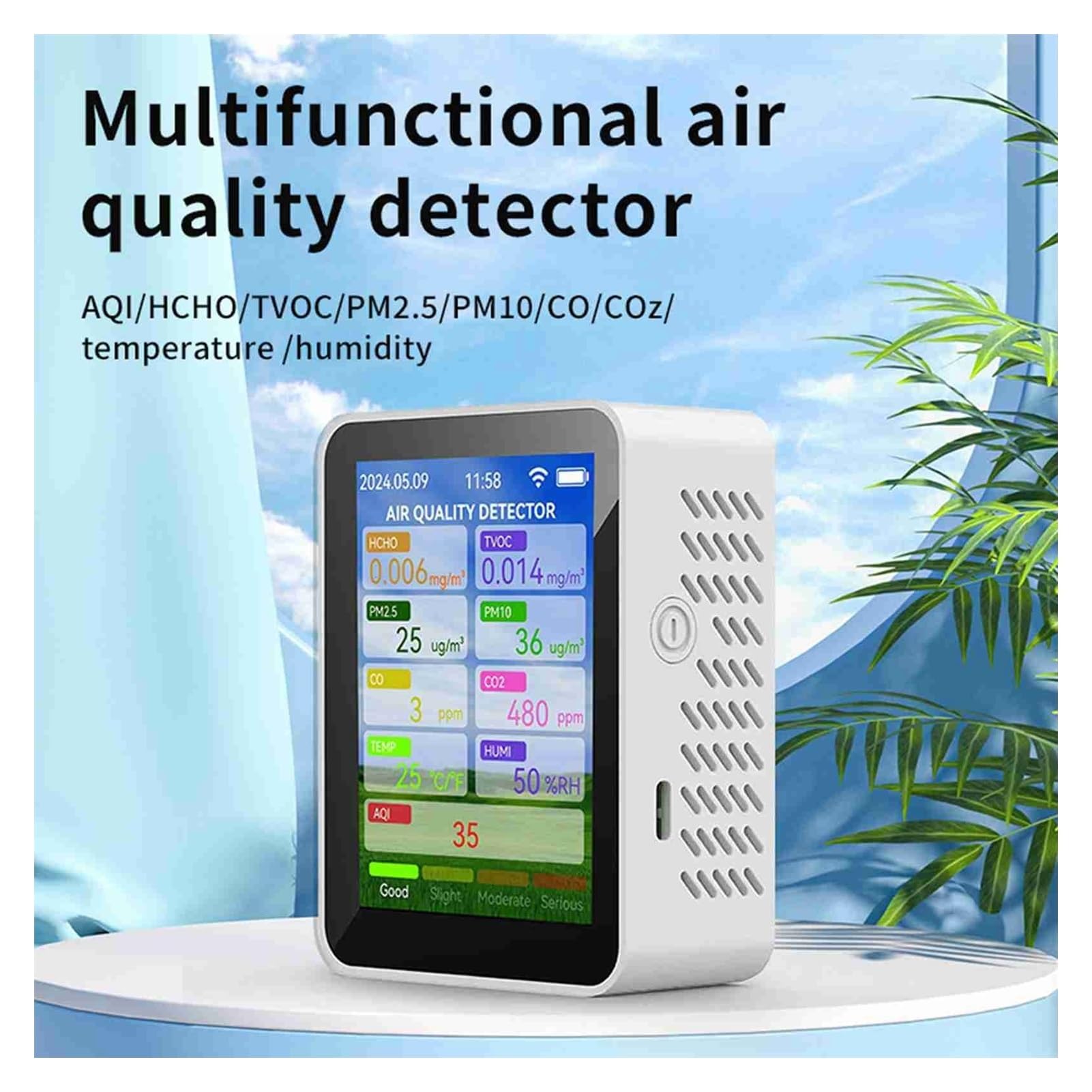 Controllo APP Multifunzionale 5 | Con In 1 LCD Digitale Monitor A Qualità 'aria Biossido TVOC HCHO Rilevatore Di Umidità E per testare telecamere CCTV e IP.