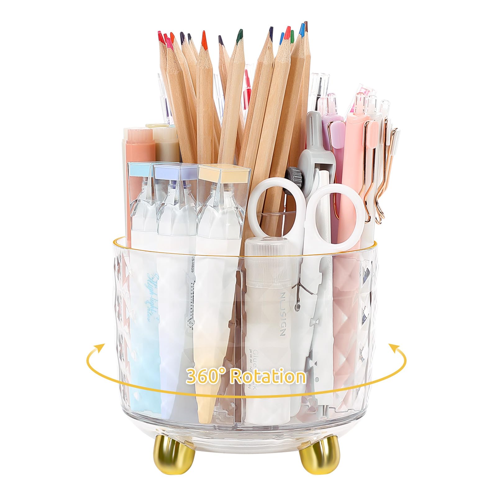 Euqvunn Organisateur Bureau Rotatif 9 Compartiments - Porte-Stylo Tournant Gain De Place