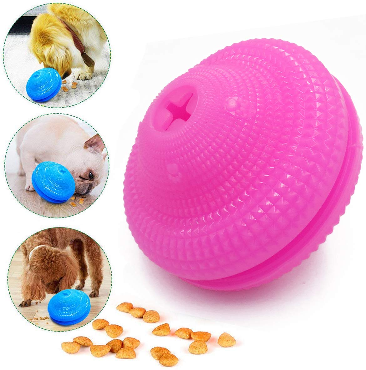 EmolyDog Teethbrush Chew Toy, Upgraded IQ Interactive Food Dispensing Puzzle Toys for Dogs Chasing Chewing Playing Small Medium Dogs Pets (Pink)