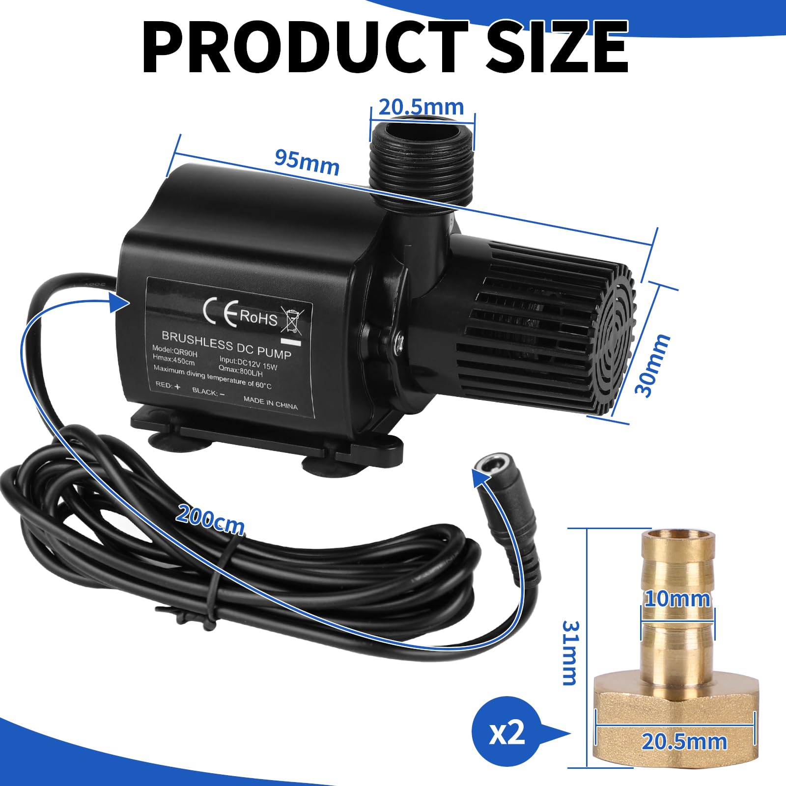 SWAWIS Pompe à eau submersible 12 V 800 l/h 4,5 m 5 vitesses Mini pompe SWAWIS Pompe à eau submersible 12 V 800 l/h 4,5 m 5 vitesses Mini pompe