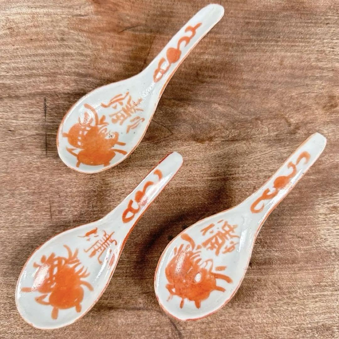 中国 小売 清朝の大きいレンゲ、骨董 中国骨董 染付レンゲ 手描き 古