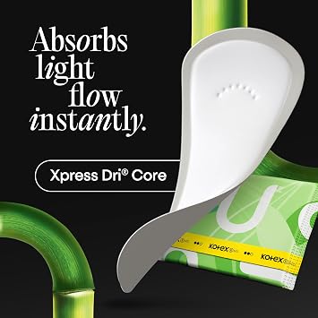 Kotex Bamboo Wrapped Liners, Light Absorbency, Extra Coverage, 54 Count (Packaging May Vary)