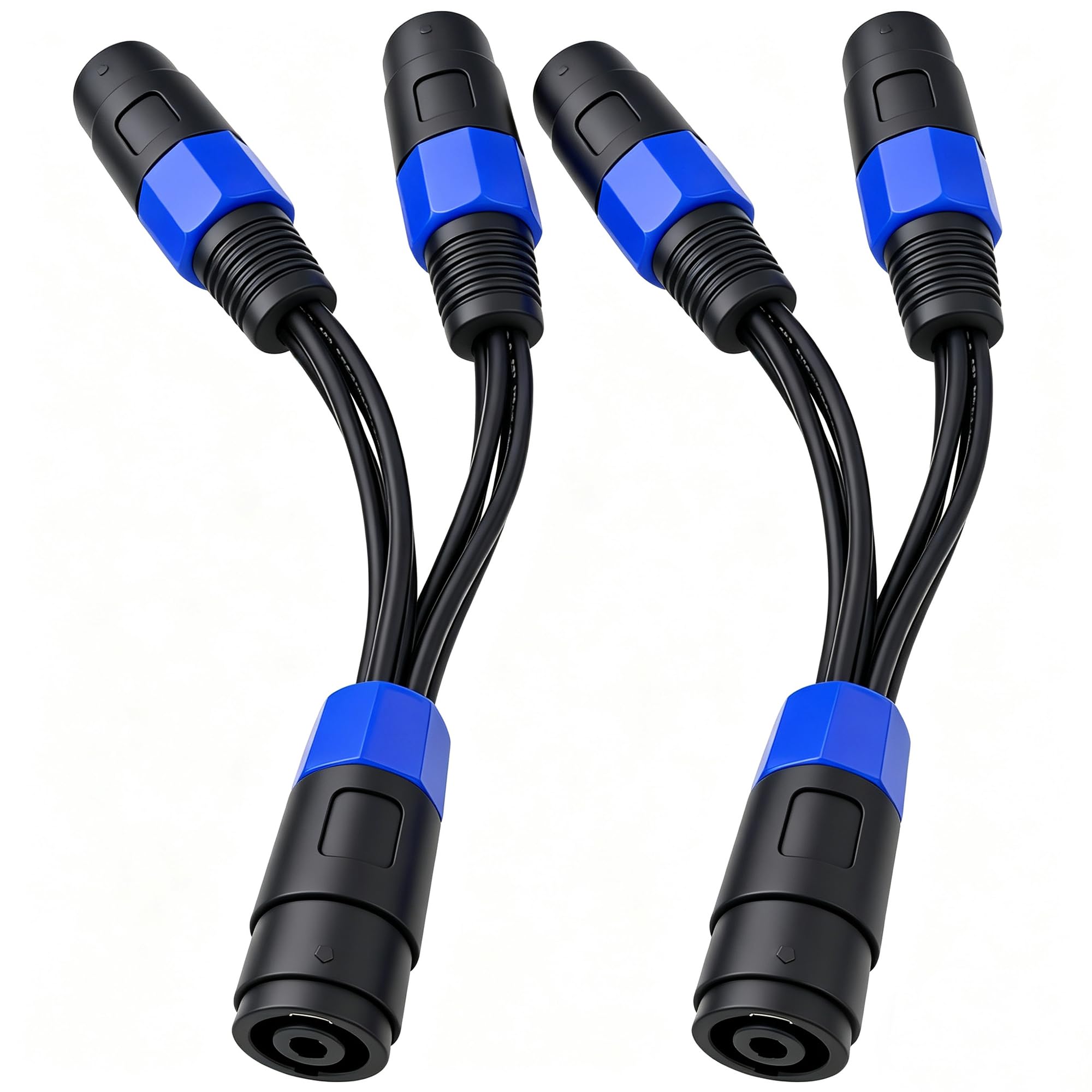 CNCESS Cavo splitter Speakon CESS-204 - Un ingresso NL4MP a due uscite NL4MP, 8 cavi 12AWG, massimo trasferimento del segnale e flessibilità, confezione da 2