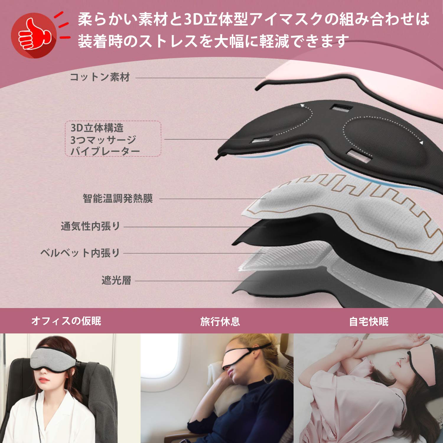 Amazon | ホットアイマスク 立体型 温冷両用 繰り返し使用可能 BESTUR 
