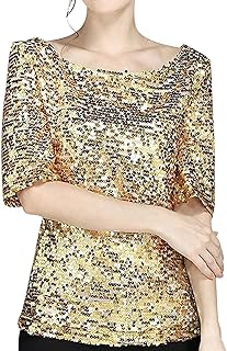 Camiseta de manga corta con cuello redondo para mujer, color negro, con perlas, para tiempo libre, vacaciones