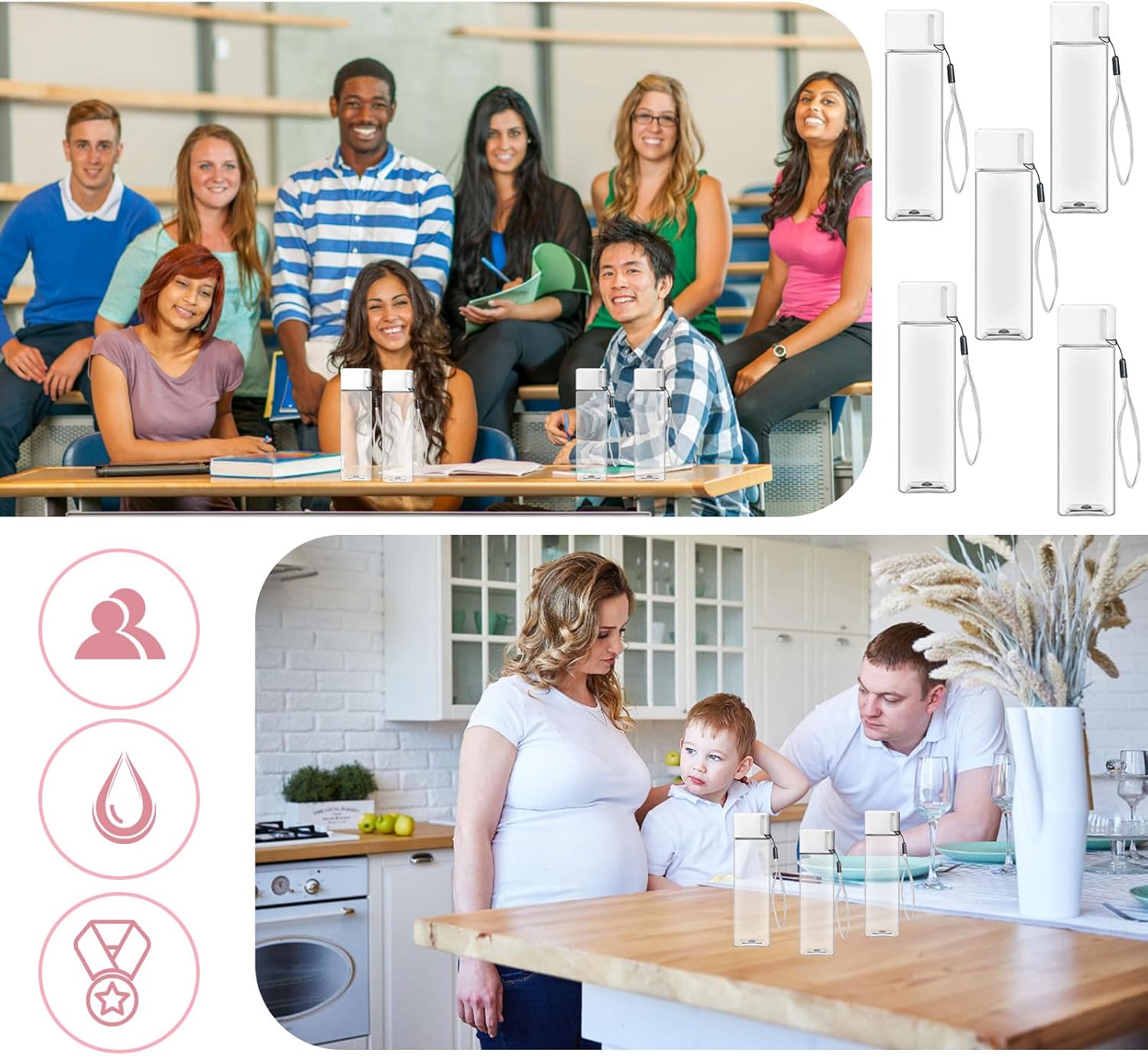 32 Pcs Water Bottle Bulk 17 oz Plastic Sports Water Bottles Reusable Water Bottles Large Leak Proof Portable Drink Bottles for Kids Adults for School Fitness Office Travel Camping Supplies(White) - Image 3