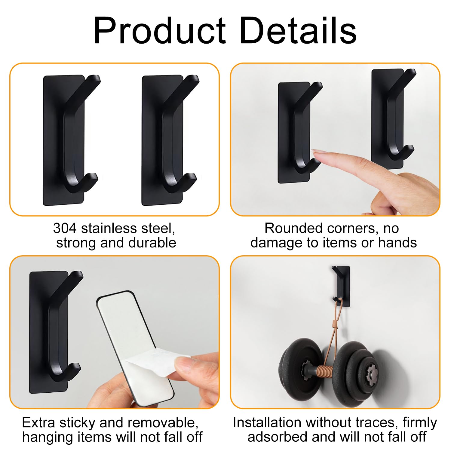 Ganci Adesivi Da Parete - 5 Pezzi In Acciaio Inox, Impermeabili, Per Cucina/Bagno - Foto 5