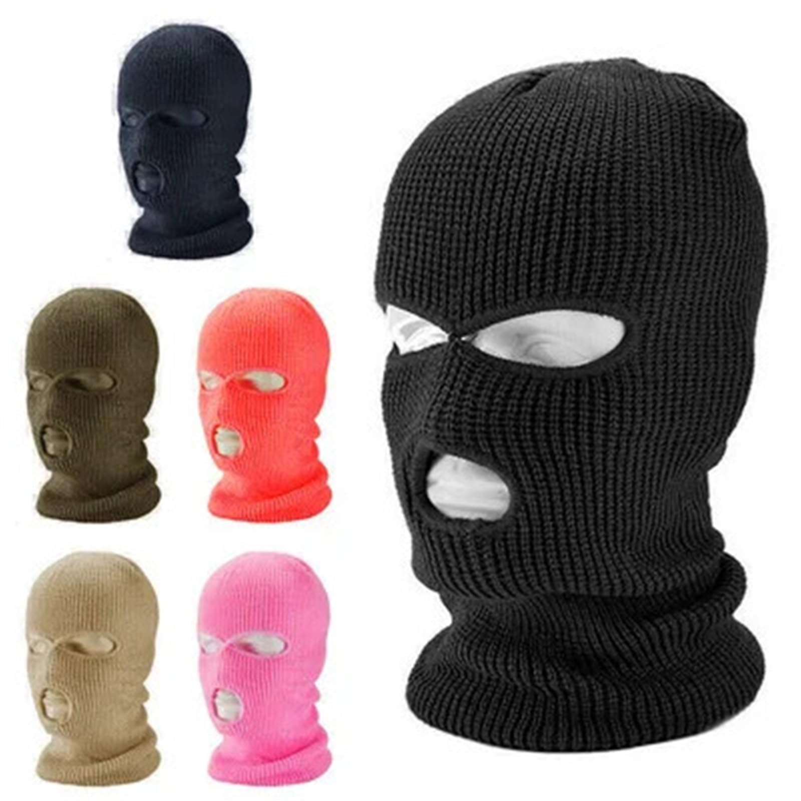 2Pcs Ski Mask Windproof Full Face Knit Hats Ski Mask Men Warm Winter Hats Knitted 3 Holes Ski Mask(Brown)