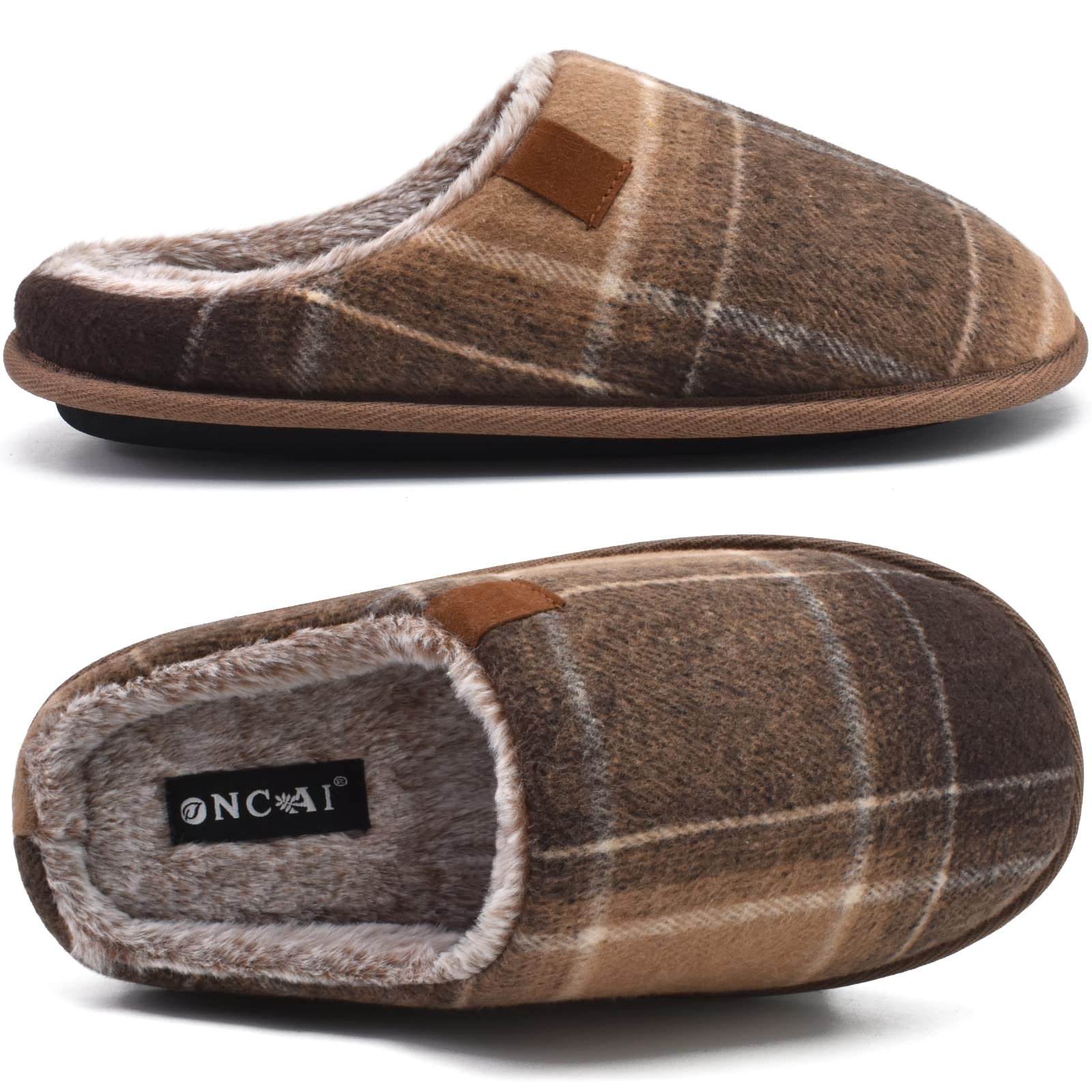 ONCAI Pantofole da Uomo Invernali, Comoda Memory Foam Calde Scarpe da Casa in Lana Con Suola Antiscivolo Taglia 40-49 EU