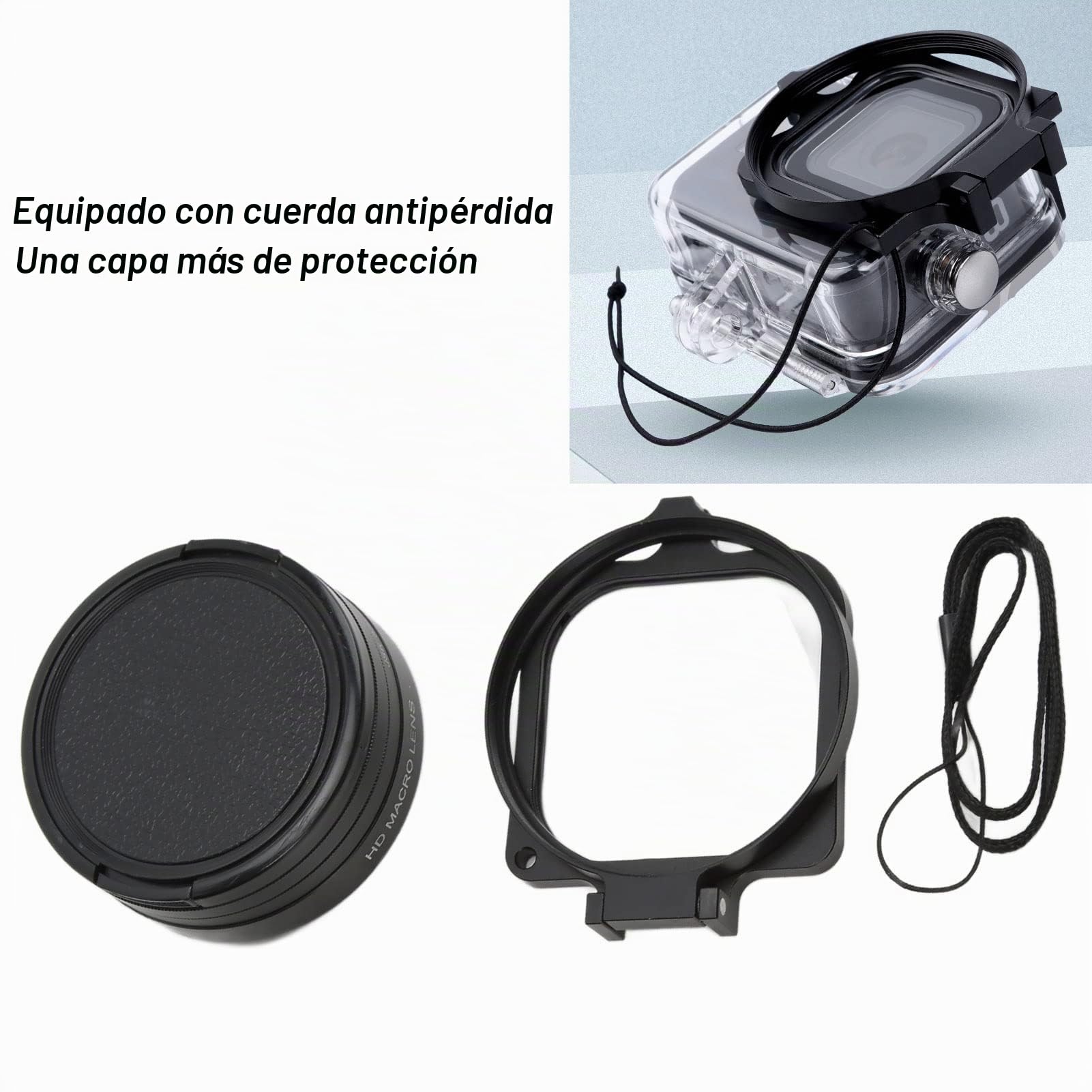 16X Kit de Filtro de Lente Macro, 58 Mm HD Juego de Filtros Rojo Púrpura Cámara Deportiva Filtro de Buceo Impermeable Filtros de Lente de Cámara de Movimiento de Buceo Subacuático, para Cámara Deporti