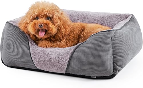 MIXJOY Camas para perros pequeños y medianos, cama relajante para perros de tamaño pequeño, camas para gatos de interior, lavables, camas