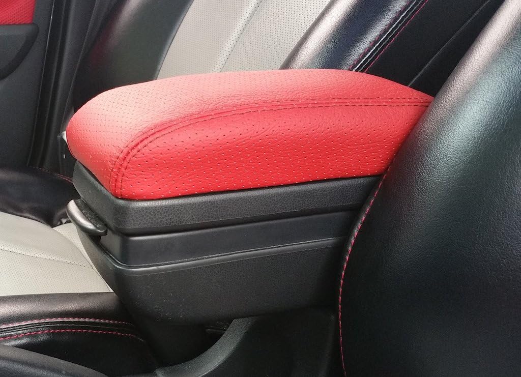 RedlineGoods armrest Cover - OEM Honda armrest Compatible with Honda Fit 2007-13. Tailor Made - not Universal. Genuine top-Grade Italian Black Perforated Leather with Black Thread