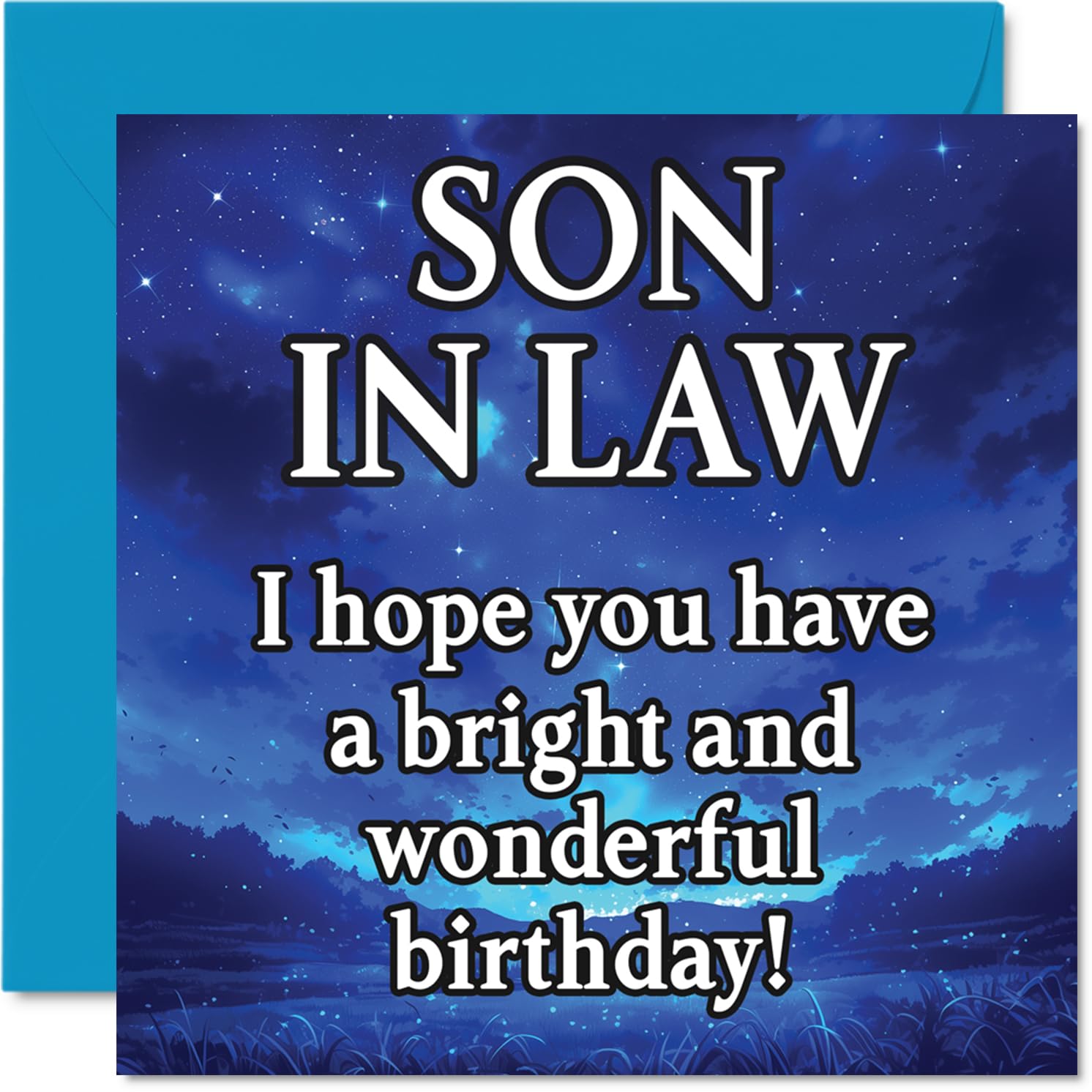 Son in Law Birthday Card - Magical Night Sky - Happy Birthday Card for Son in Law from Mother Mum Father Dad, 145mm Bright and Wonderful Sentiment Bday Greeting Cards