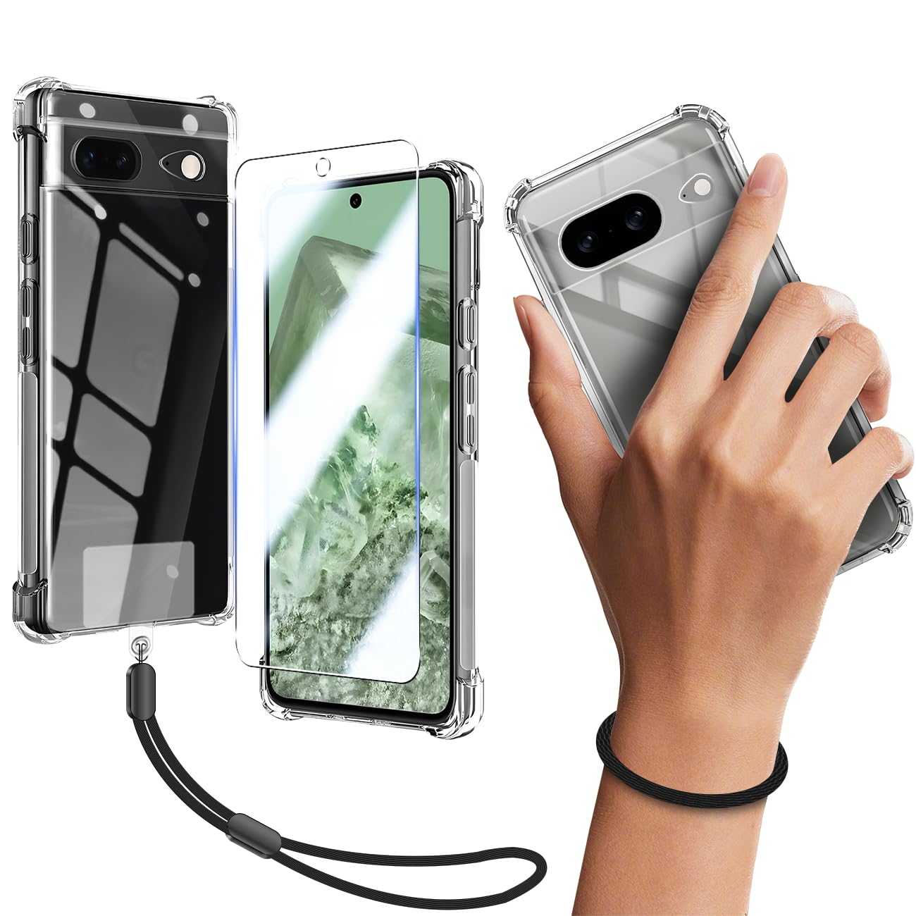 Amazon.co.jp: 対応 Google Pixel 8 5G TPU 保護ケース カバー背面 + 