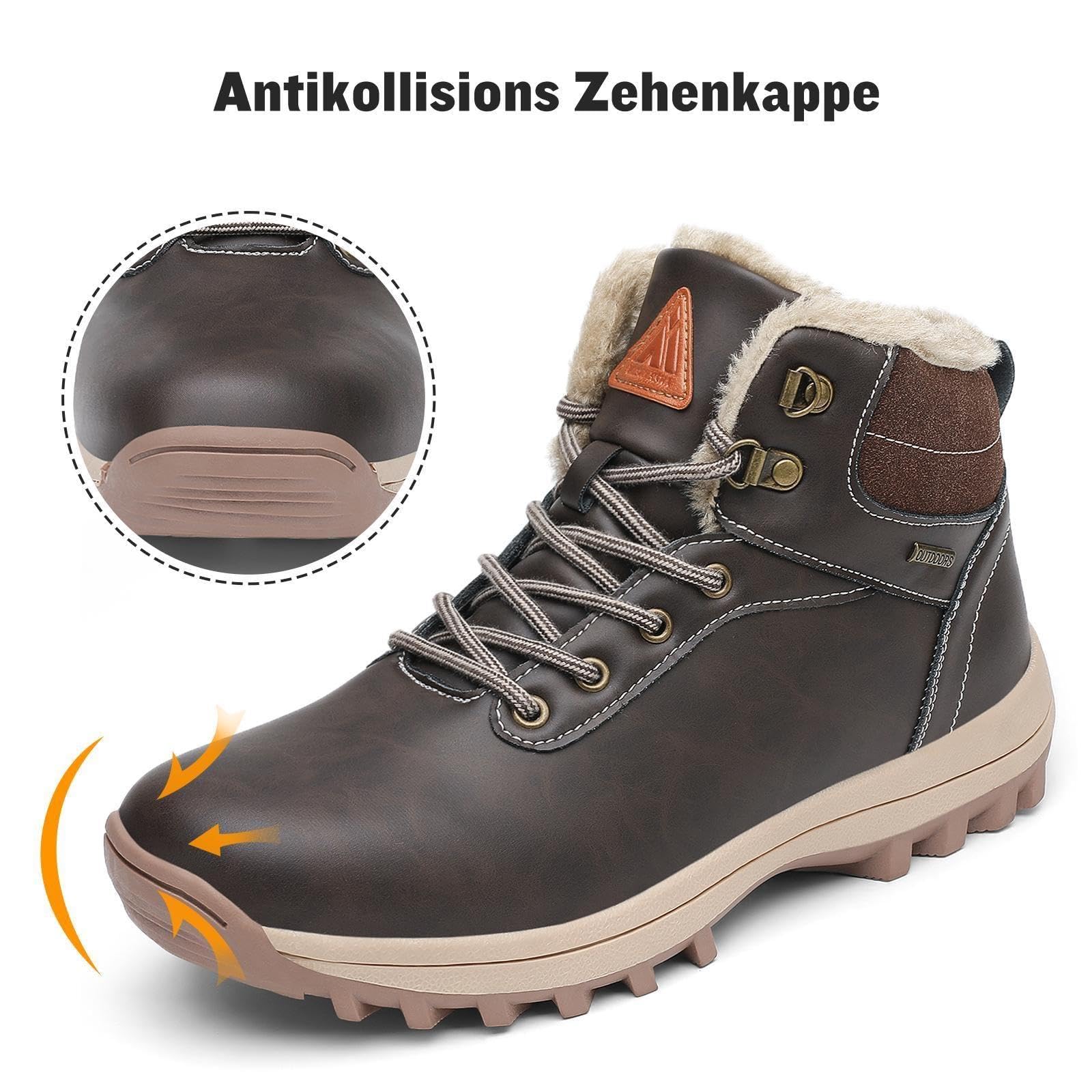 Mishansha Scarpe Uomo Donna Invernali Impermeabili Antiscivolo Stivaletti Invernali con Pelo, Gr.36-48