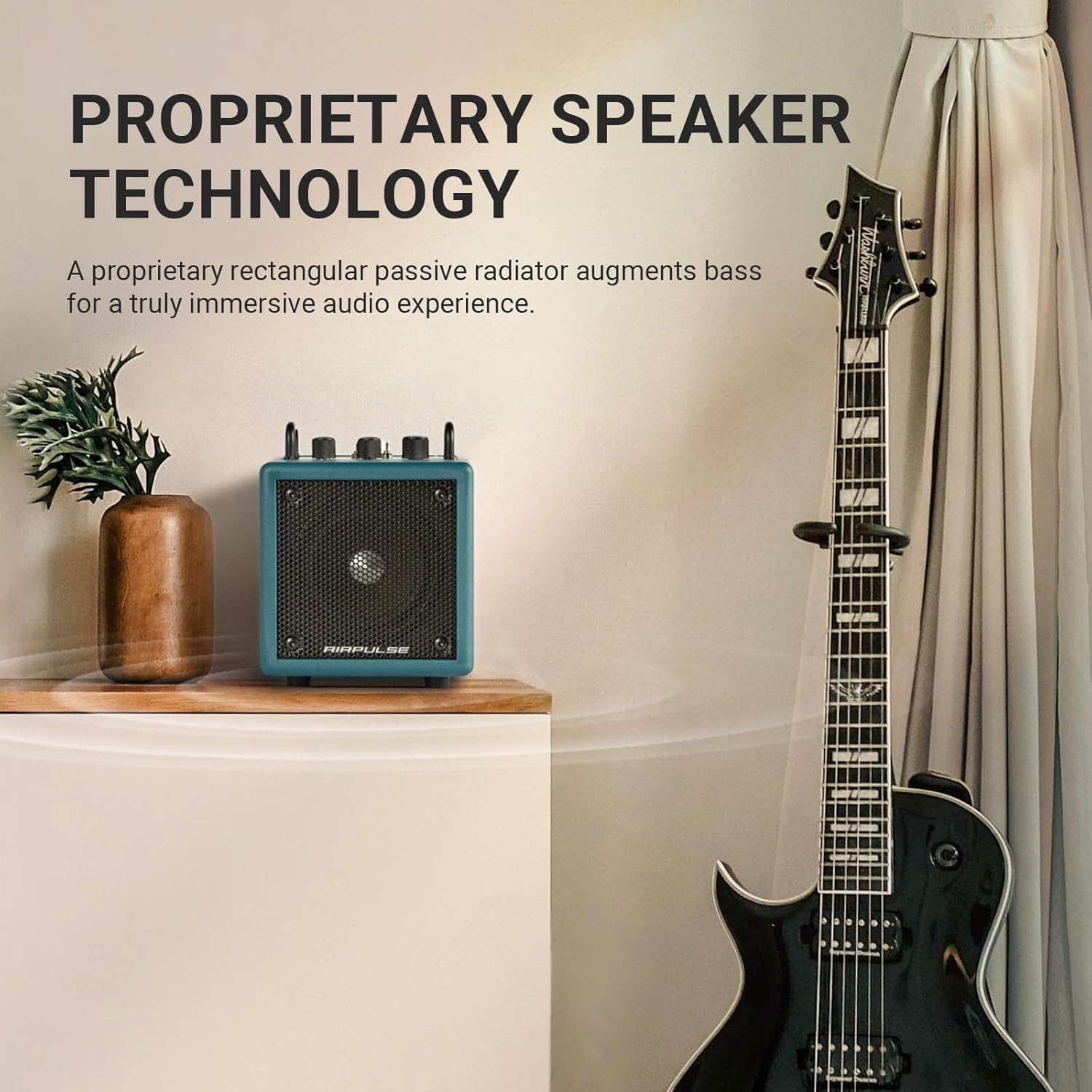 AirPulse Wireless Bluetooth Home-use Speaker, Compact Speakers with AUX/LINE Input for Home Office (Blue)