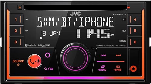 JVC KW-R950BTS Receptor estéreo Bluetooth para coche con puerto USB - Pantalla LCD - Radio AM/FM - Reproductor de MP3 - Doble DIN - EQ de 13 bandas