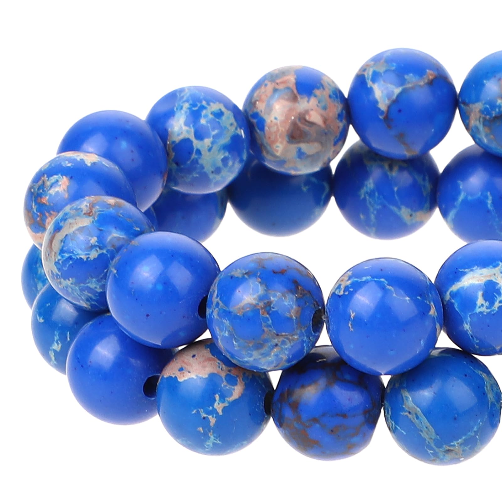 Hariendny 47 Pcs Sea Sediment Imperial Jasper Beads Dark Blue Jasper Beads 8mm Galaxy Sea Imperial Jasper Gemstone Beads Colorful Round Stone Beads for Jewelry DIY Making