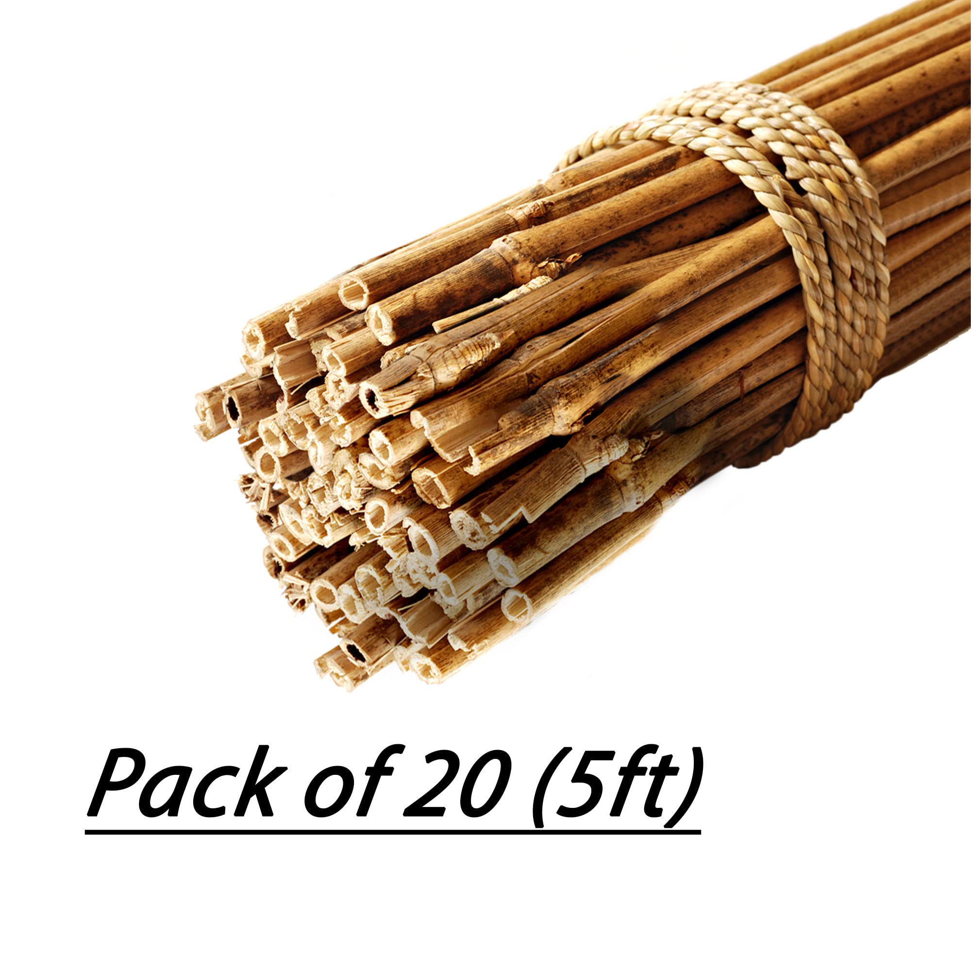 MUSAN Large 2FT 3FT 4FT 5FT 6FT Natural Garden Bamboo Canes - Heavy Duty Strong Plant Support Poles Thick Sticks - Indoor & Outdoor Plants Stakes Wooden Screening Wood Trellis (20, 5FT (8-10mm))
