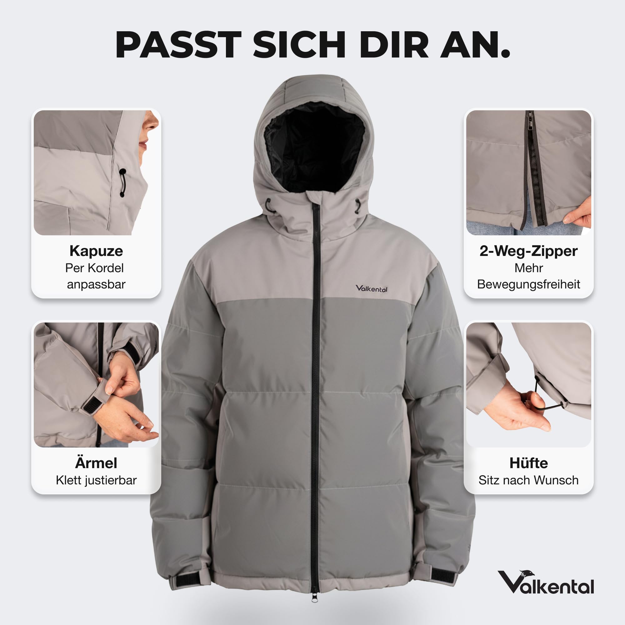 Valkental - Reflektierende Daunenjacke für Damen [VOLL REFLEKTIEREND] - Leichte Winterjacke mit Daunen für Frauen - Wasserabweisende LUMI-TEX Reflektor Winter Jacke - Sichtbarkeit im Dunkeln