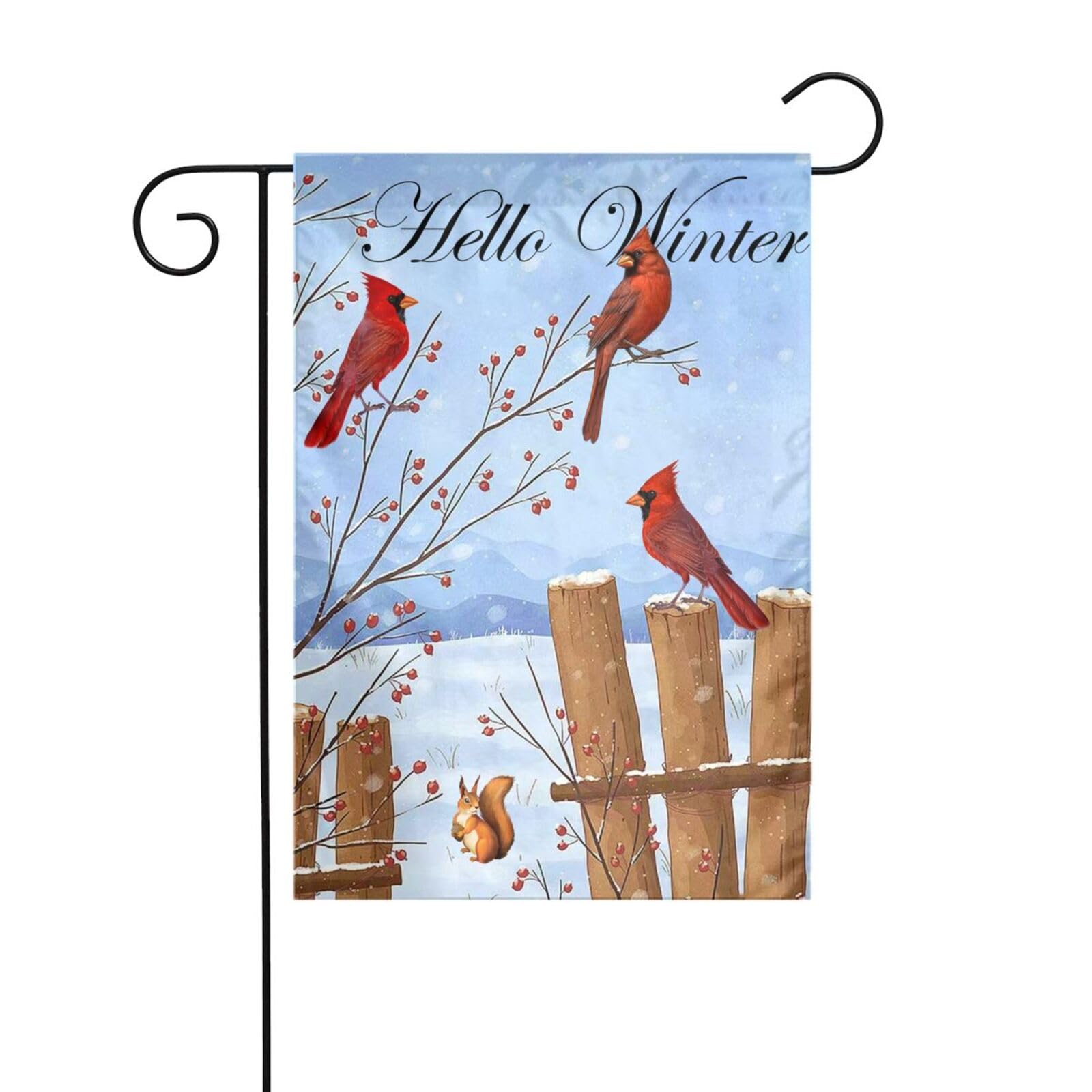 Winter Cardinal Bird Garden Flag for Outside
