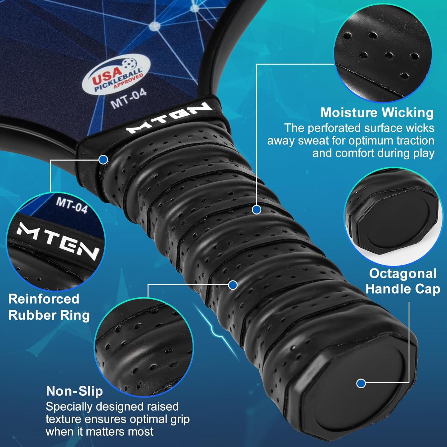 Pickleball Paddles, USAPA Approved Fiberglass Surface Pickleball Set with Pickleball Rackets, Pickleball Paddles Set ​for Men Women - Image 4