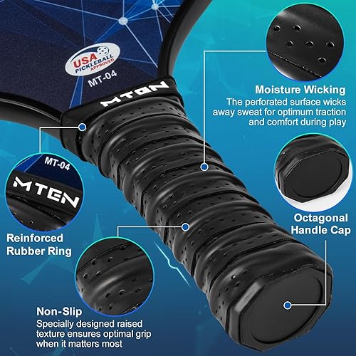 Miniatura 4 de Pickleball Paddles, USAPA Approved Pickleball Paddles Set, Fiberglass Surface Pickleball Set, Pickleball Rackets, Pickleball Balls, GripTapes& Carry