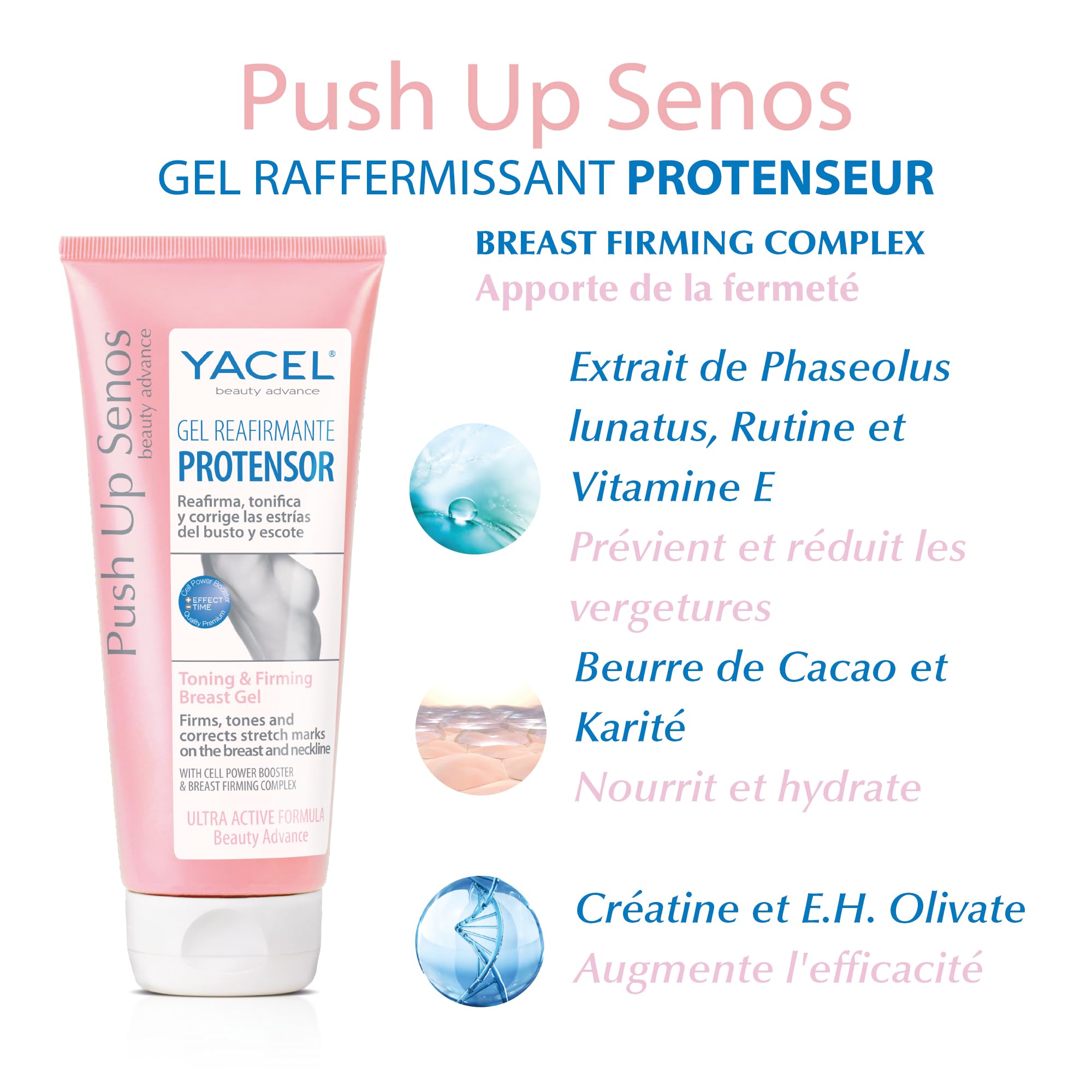 Yacel Push Up Senos Gel Raffermissant Convient pour Grossesse/l'Allaitement, 200 ml