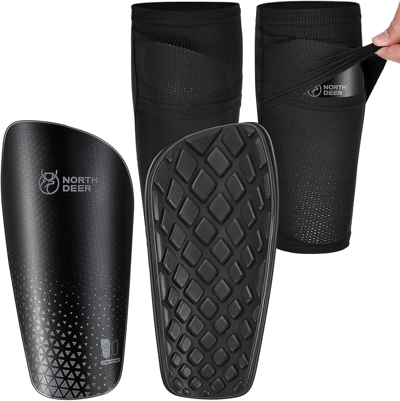 Northdeer Espinilleras de fútbol para niños y adultos | Mangas con inserto optimizado bolsillo protector de fútbol para niños niñas hombres