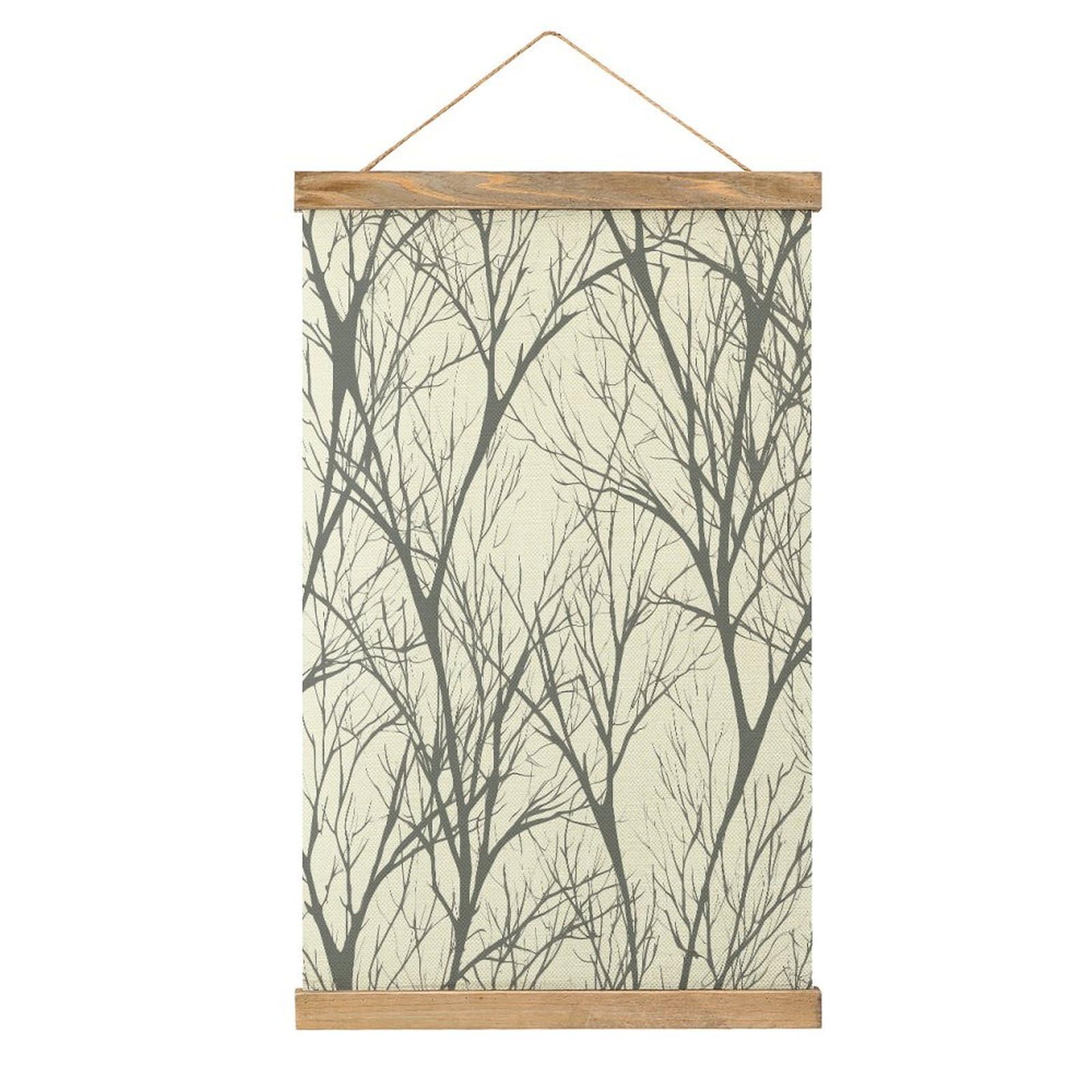 VstaDank Tree Branch Hanging Poster with Wooden Frame Modern Linen Hanging Painting Retro Style Wall Decor Art Painting for Living Room,Bedroom Decor Poster Frame 20.4x13.1inch