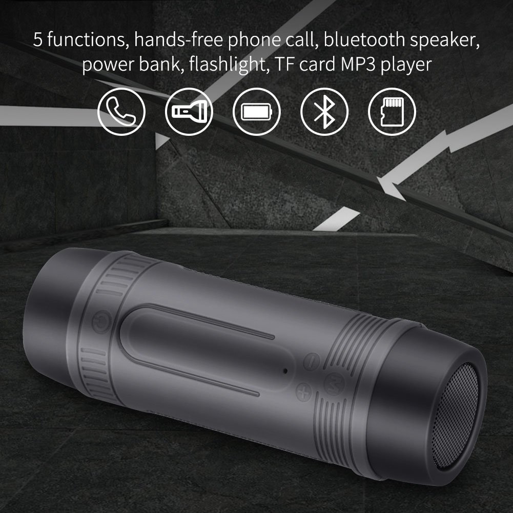 Impermeable Altavoz Inalámbrico Bluetooth,Altavoz Bluetooth Soporte de Radio FM y Reproducción de Música TF con Batería baja al Aire Libre Portátil Energía Móvil y LED luz