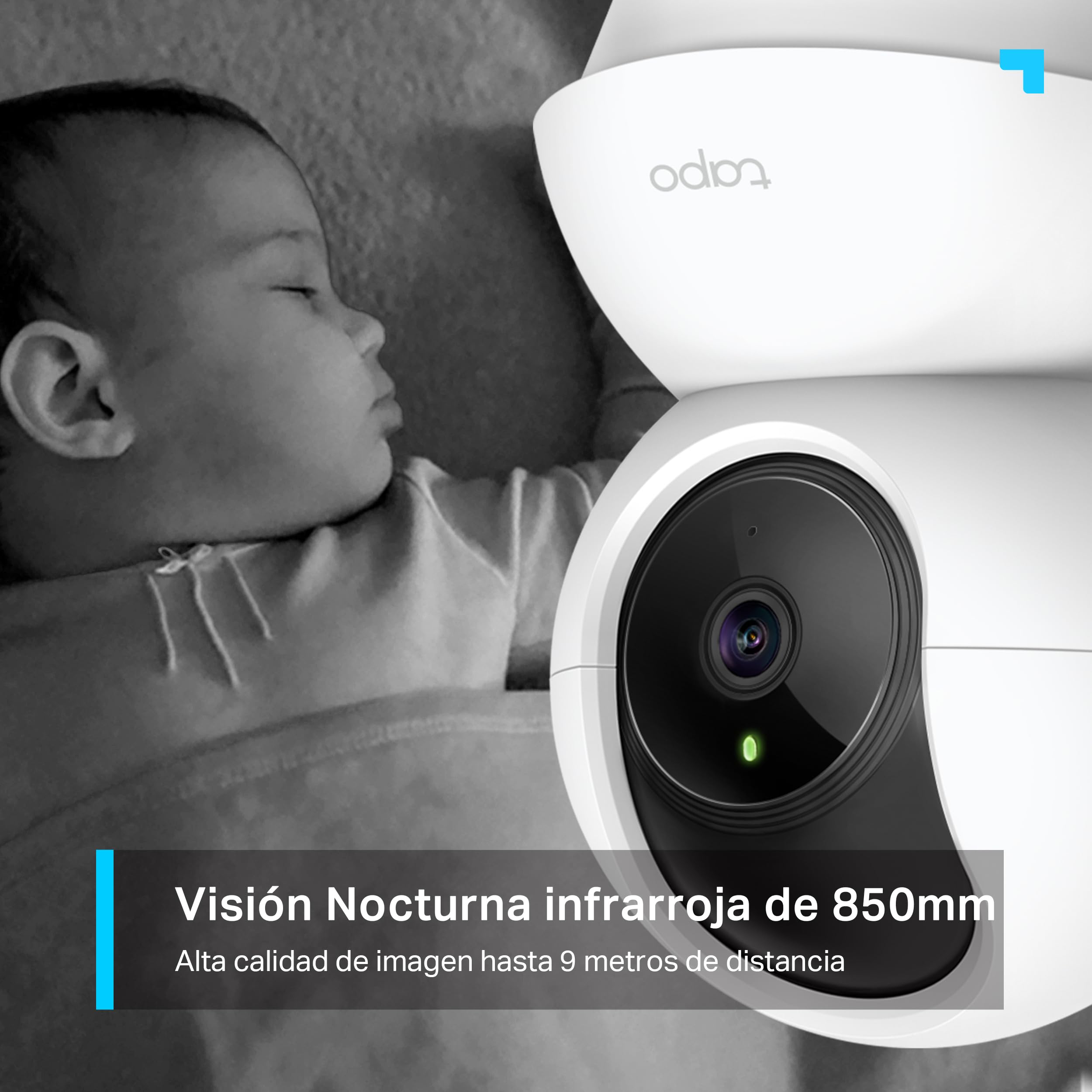 Tapo C210P2 - Cámara de Vigilancia WiFi Interior 360º, 2K 3MP, Detección IA | Detección Movimiento, Personas y Llanto de Bebé. Visión Nocturna. Alarma Luz y Sonido. Almacenamiento Local o Nube. App Tapo.