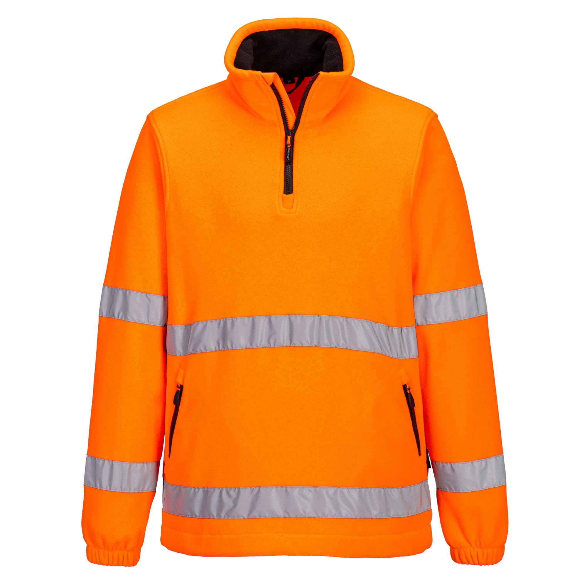 Polaire HV orange S zippée pour éviter le froid et rester visible sur site