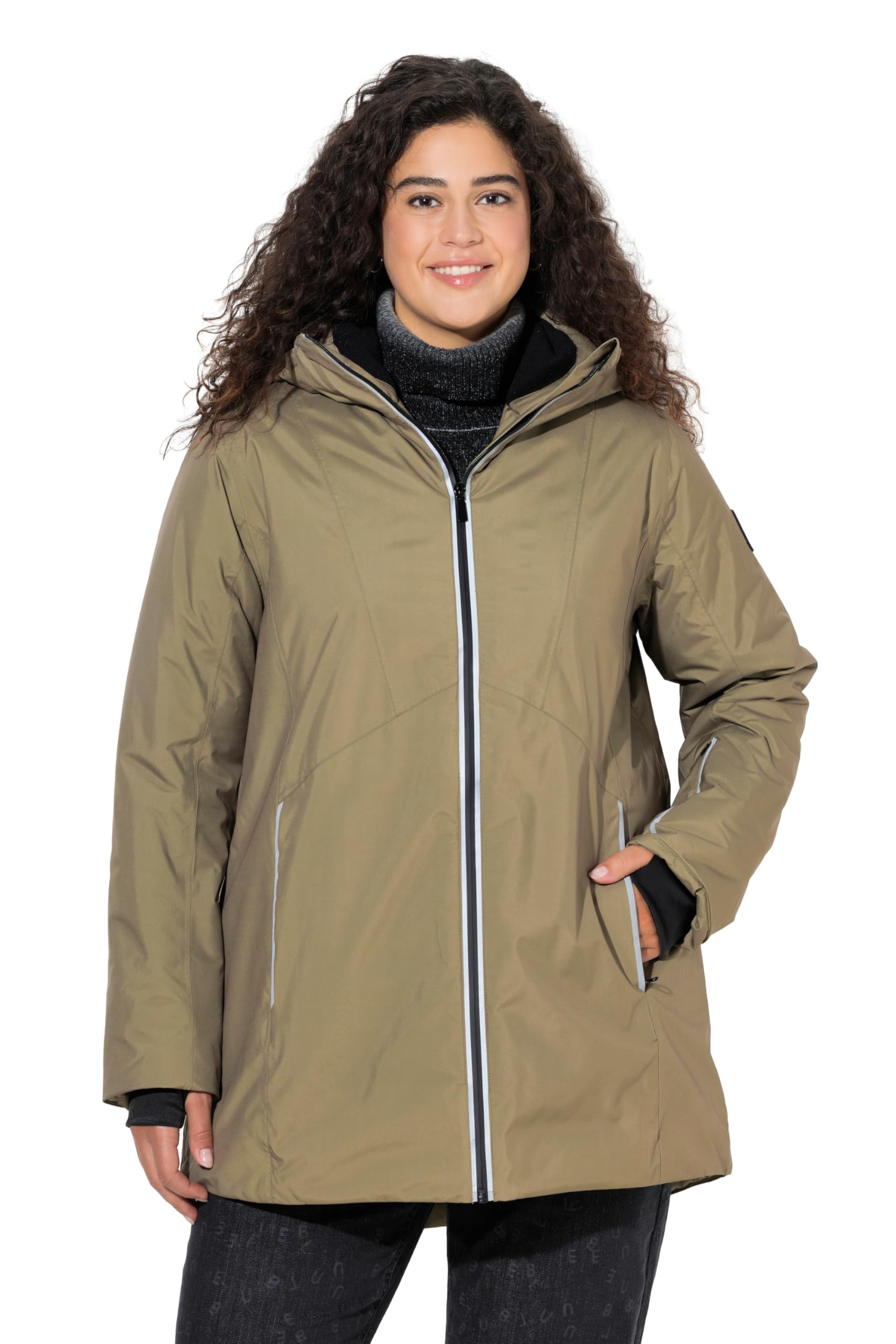 Ulla Popken Damen große Größen Übergrößen Plus Size HYPRAR Funktionsjacke, wasserdicht, A-Linie, Kapuze 844034