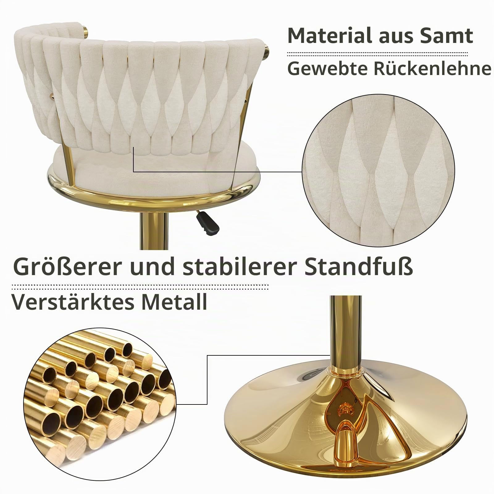 barhocker höhenverstellbar, drehstuhl für Bar Küche Theke Café, Goldener