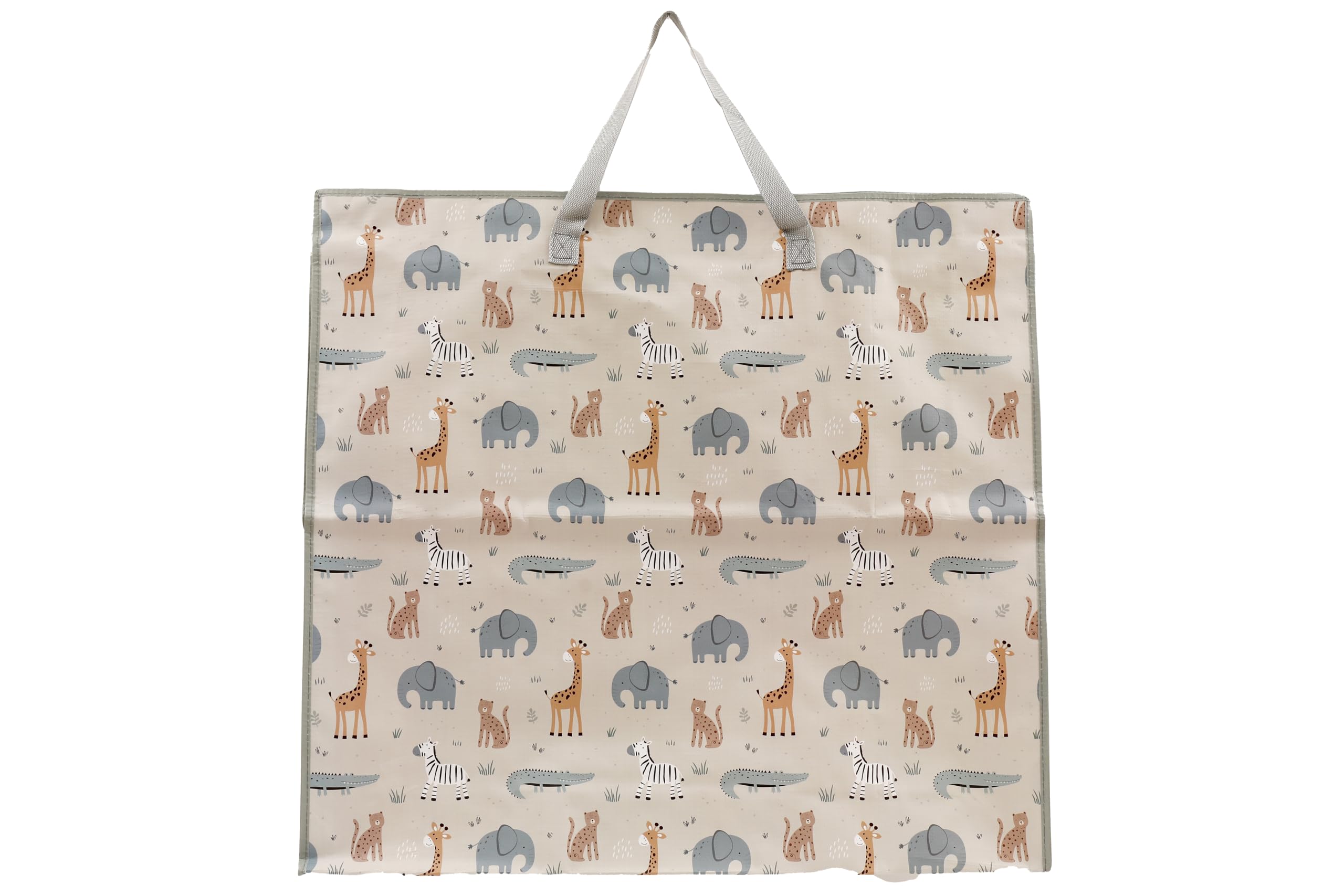 Safari Jungle Cute Nursery Kids Extra Large Jumbo Laundry Clothes/Soft Toy Bag Storage Bag- with Zip - Strong and Durable 75 x 70 x 18cm