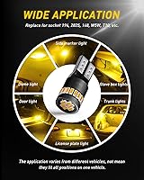 Vista 5 de AUXITO 194 Bombilla LED Ámbar Amarillo 168 2825 W5W T10 Cuña 24-SMD 3014 Chipsets Bombillas de Repuesto para Luces de Cúpula, Mapa, Placa