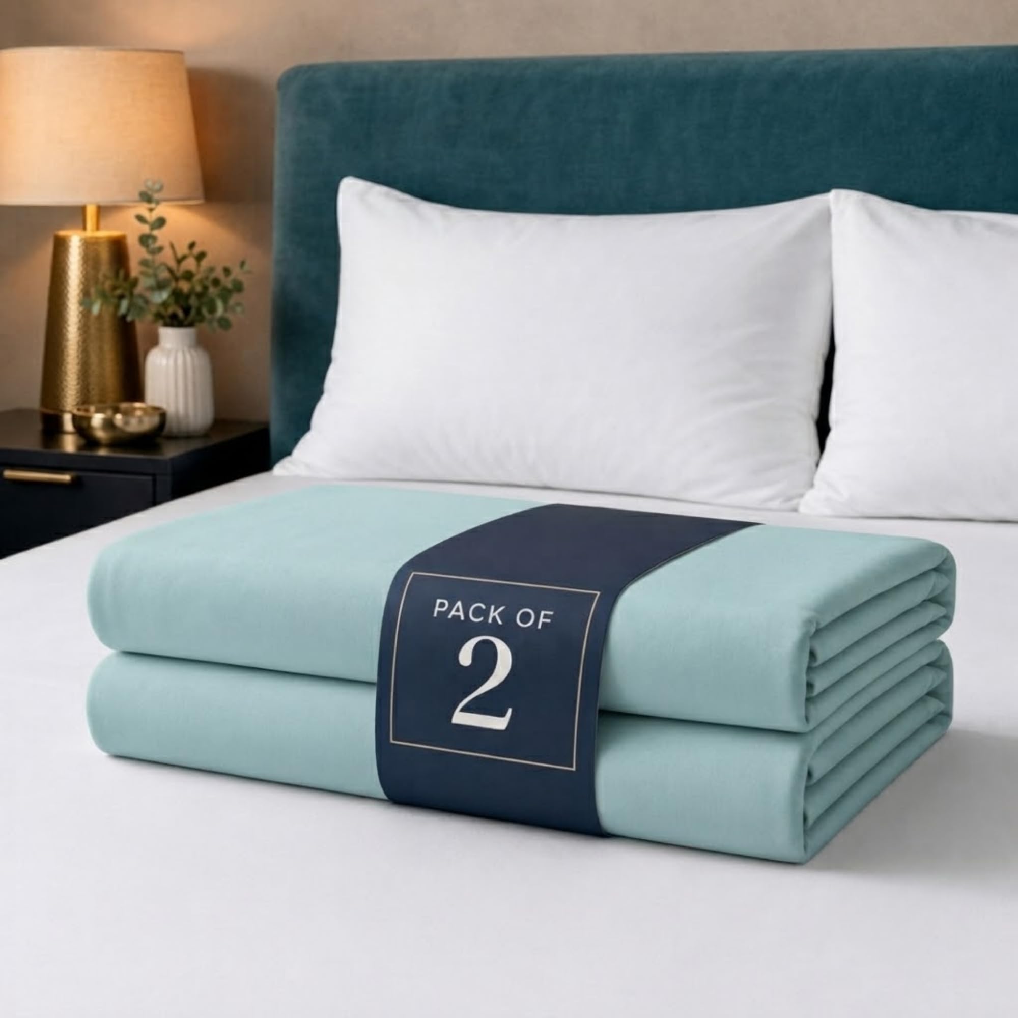 Z&A Bedding Duck Egg Fitted Sheet 2x Double - 30CM Extra Deep Elastic Corners Bedsheet, Soft Brushed Microfibre Sheet, Washable, Shrinkage & Fade Resistant — image 1