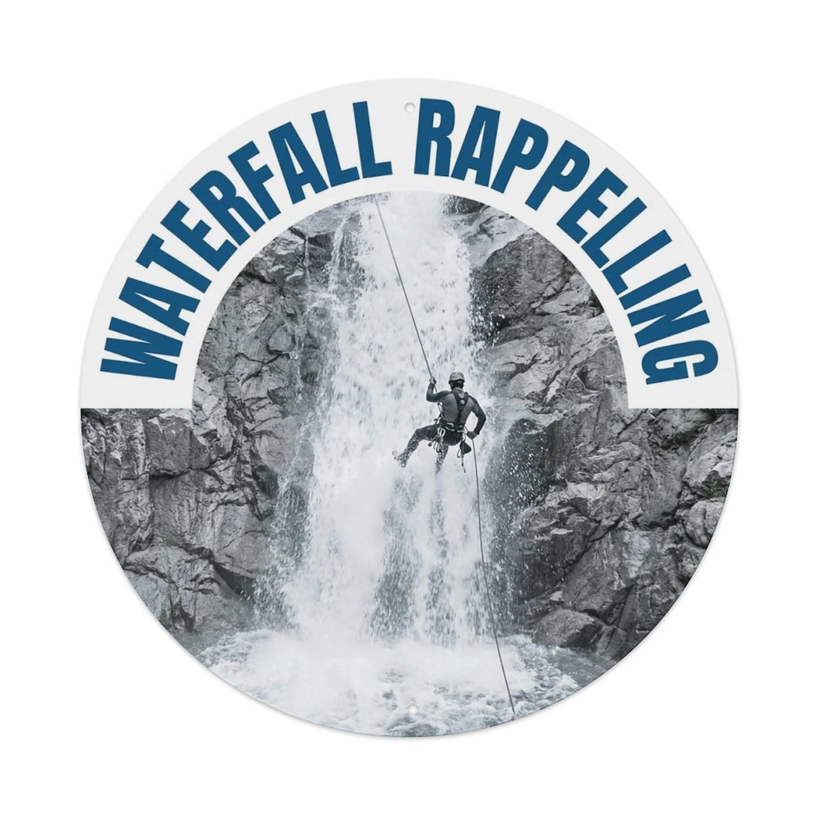 Vintage Waterfall Rappelling Extreme Sports Vintage Metal Tin Sign Plaque Wall Decor for Cafe, Club Bar, Office, Garden Metal Poster 8x8Inch
