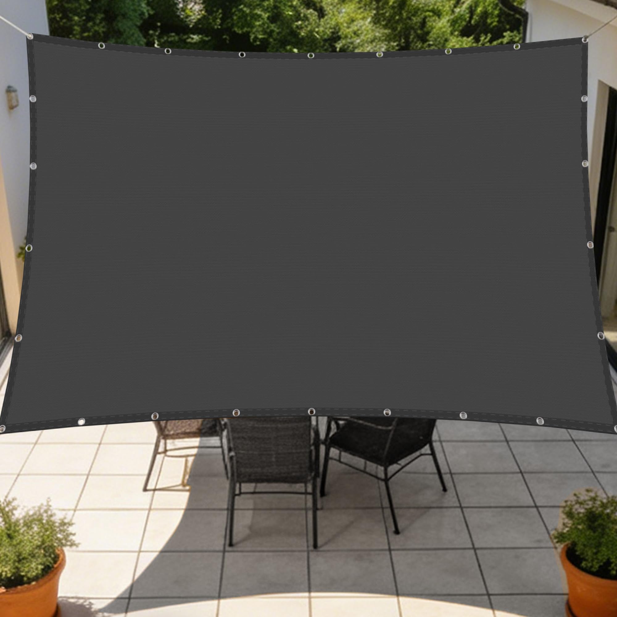 Voile d'ombrage jardin et plein air contre le vent en tissu gris
